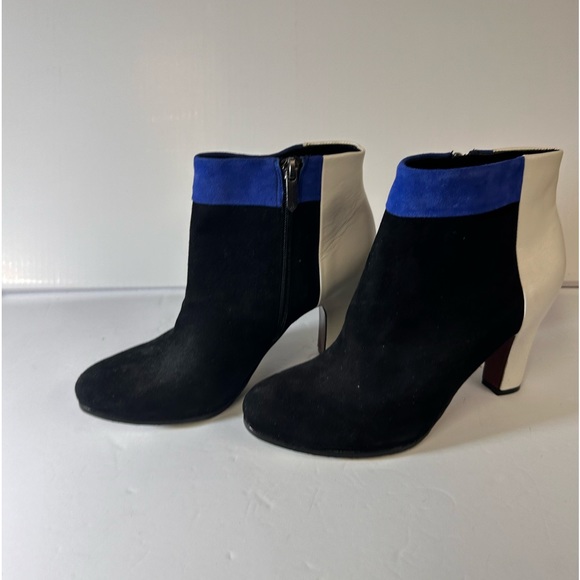 Sam Edelman Color Block mid heel Suede and Leather Ankle Boot NWT - Picture 2 of 12